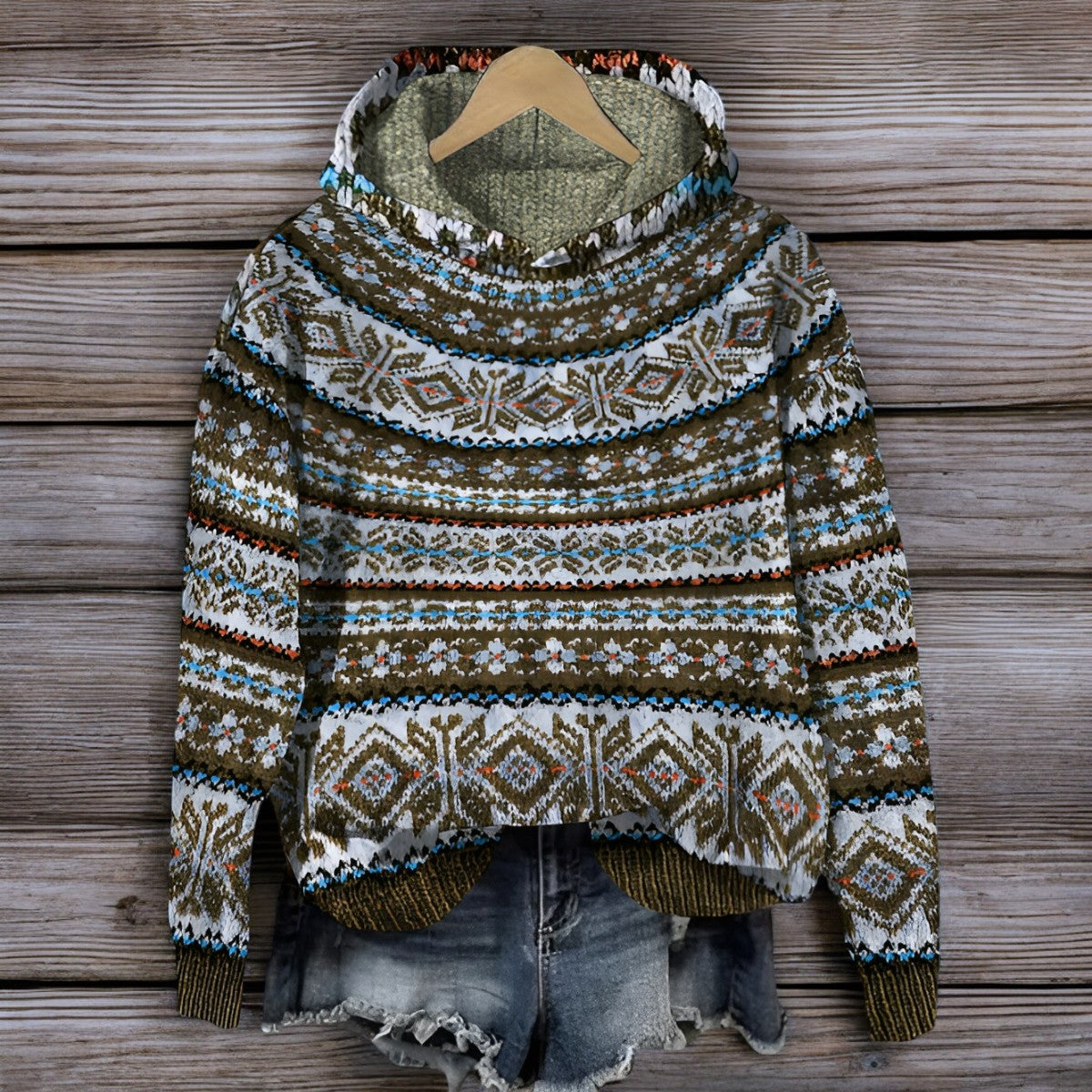 Hoodie Hiver Chaud Tricoté Islandais