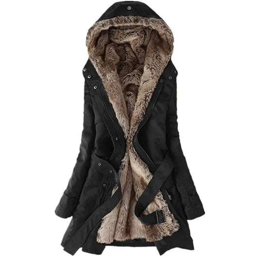 Luxus Wintermantel Damen Pelzverbrämung - IdealeKleiden