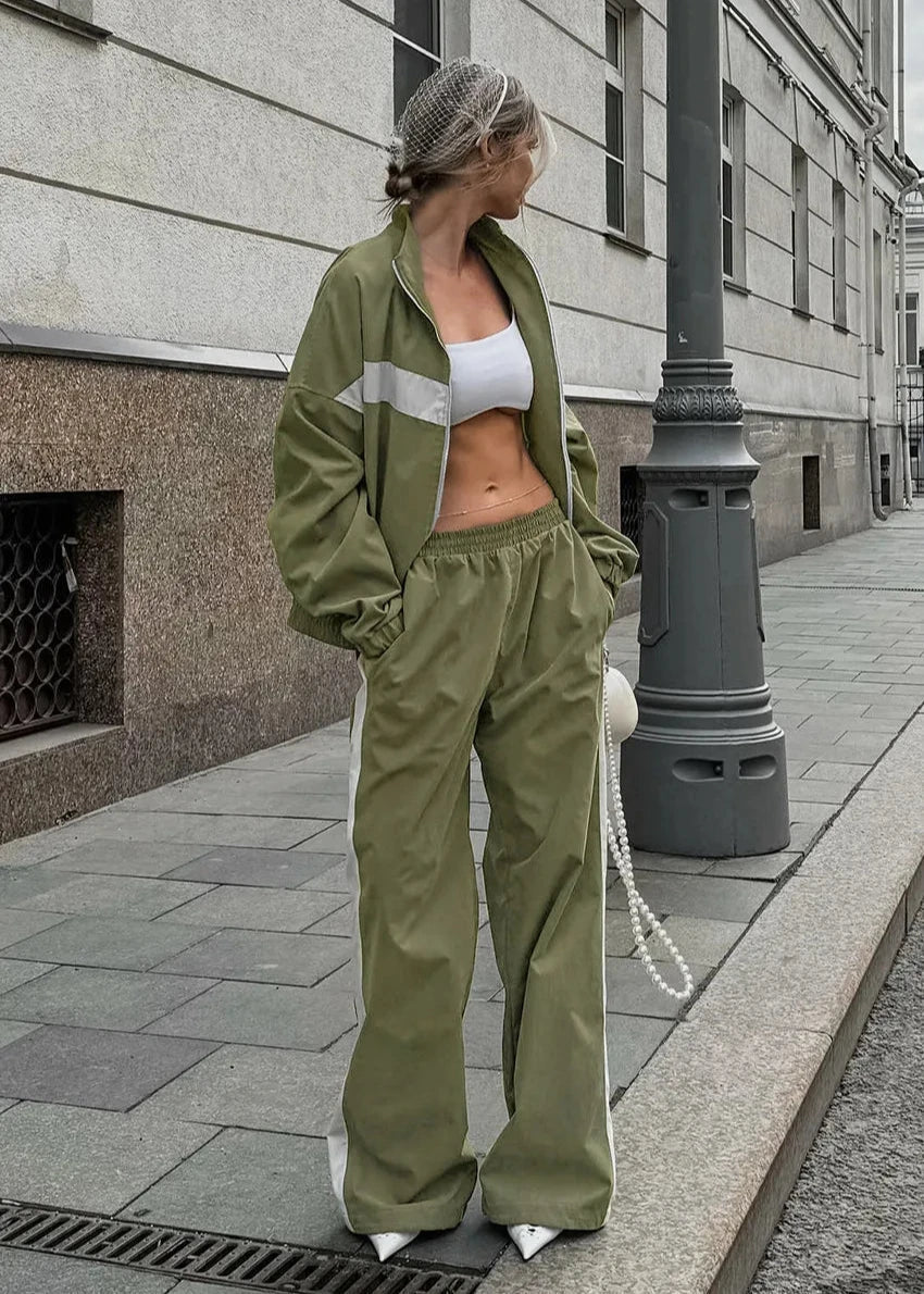 Moderne Streetwear Jacke Hose Set - IdealeKleiden