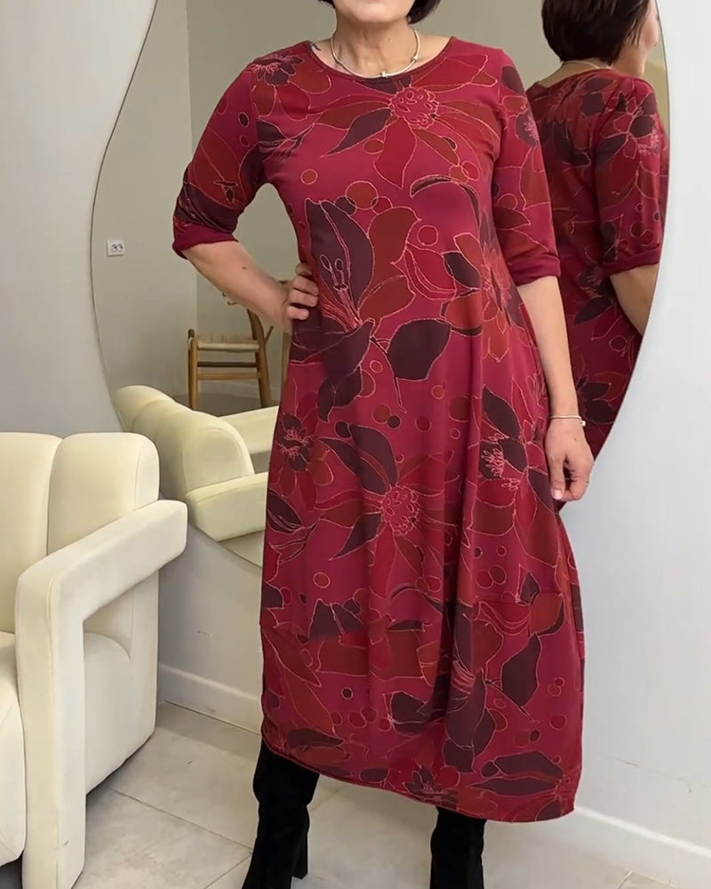 Robe d'été motif floral col rond