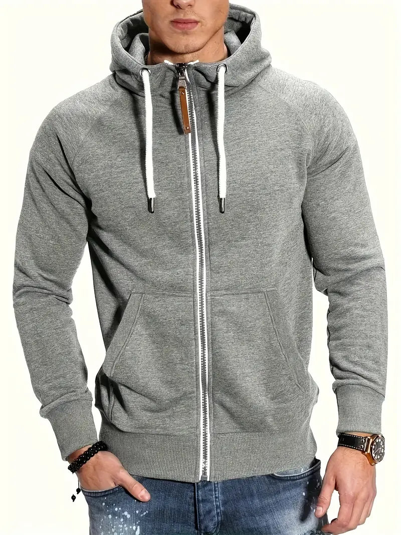 Pull Homme Manches Longues Capuche Fermeture Éclair