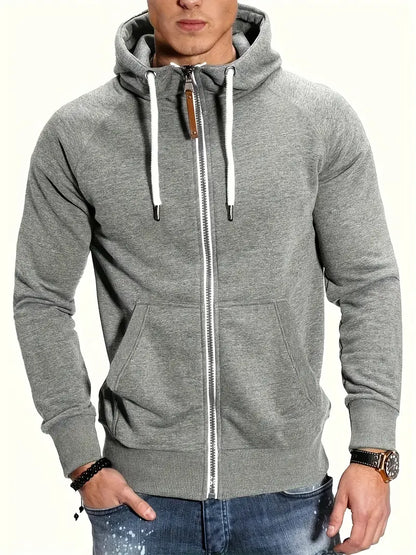 Pull Homme Manches Longues Capuche Fermeture Éclair
