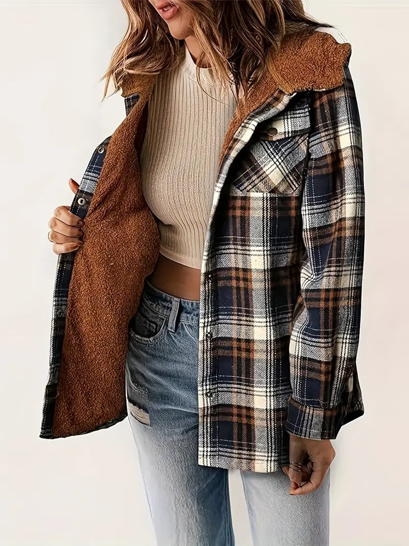 Veste à carreaux mode Fermeture éclair