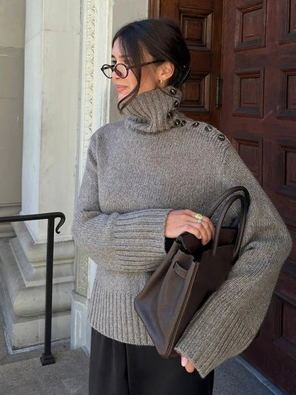 Pull confortable, col montant, coupe décontractée