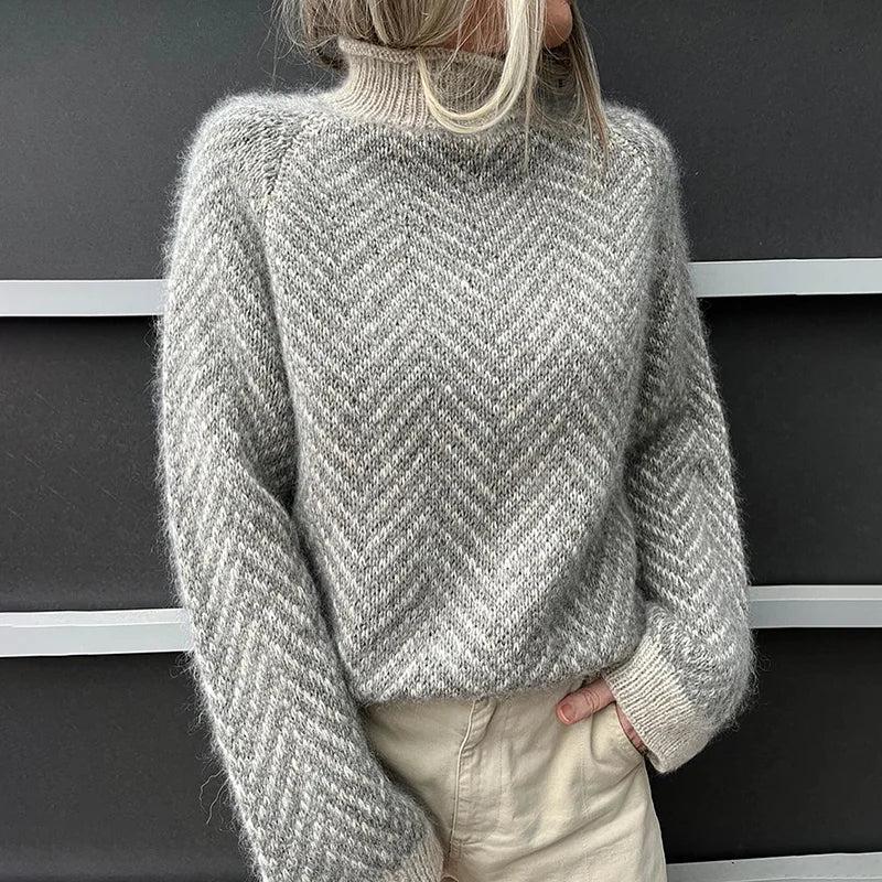 Pull à manches longues gris chiné