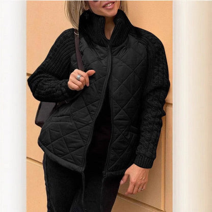 Veste matelassée souple pour femme, chaude, tricotée