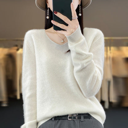Pull confortable pour femme col en V chaud hiver