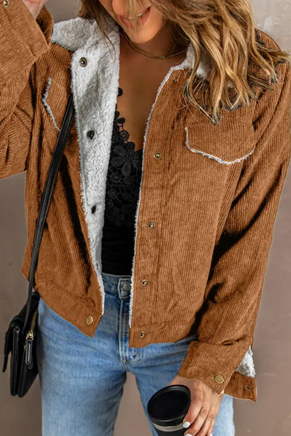 Veste en velours côtelé homme Patchwork en agneau élégant