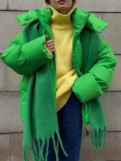 Veste d'hiver matelassée colorée avec capuche