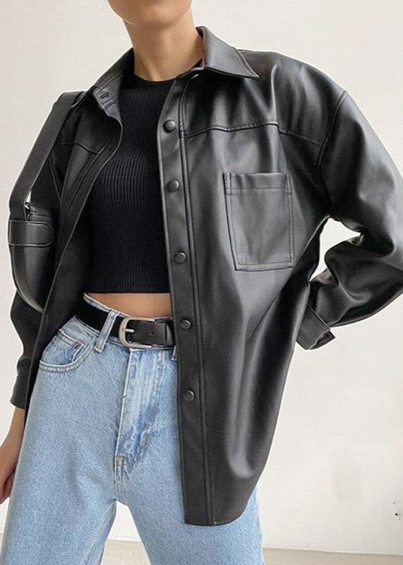 Stylische Lederjacke Buttonschnürung - IdealeKleiden