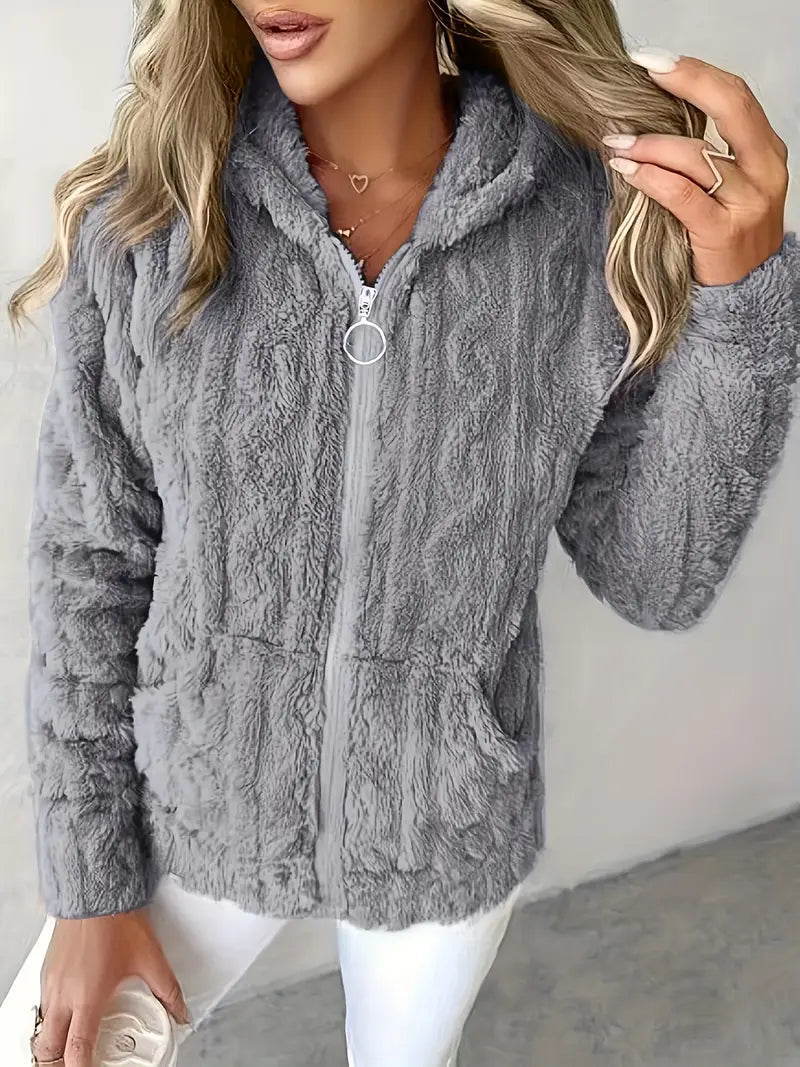 Pull classique à manches longues avec capuche et fermeture éclair