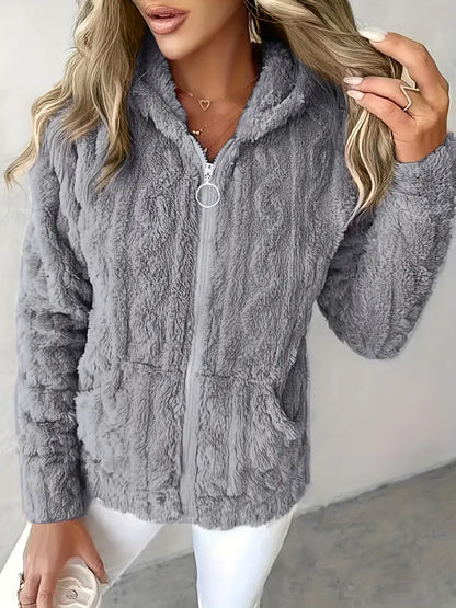 Pull classique à manches longues avec capuche et fermeture éclair