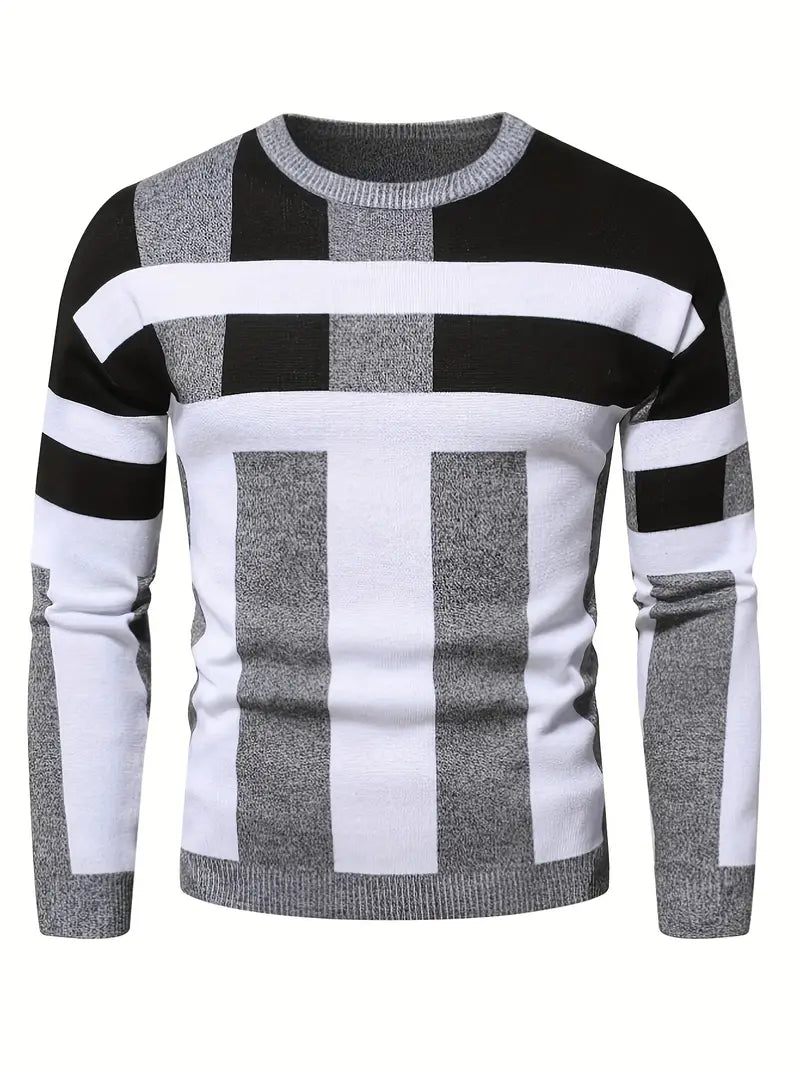 Farbblock Pullover Rundhals Modern Style - IdealeKleiden