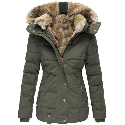 Manteau d'hiver élégant pour femme avec fourrure