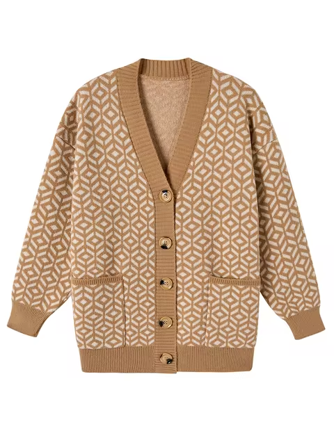 Gilet en maille stylé Motif géométrique Boutons