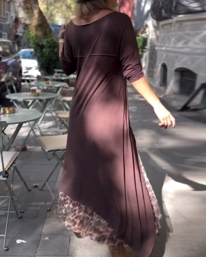 Elegante Kleidung | Langarm Einheitsfarbe Asymmetrisch - IdealeKleiden