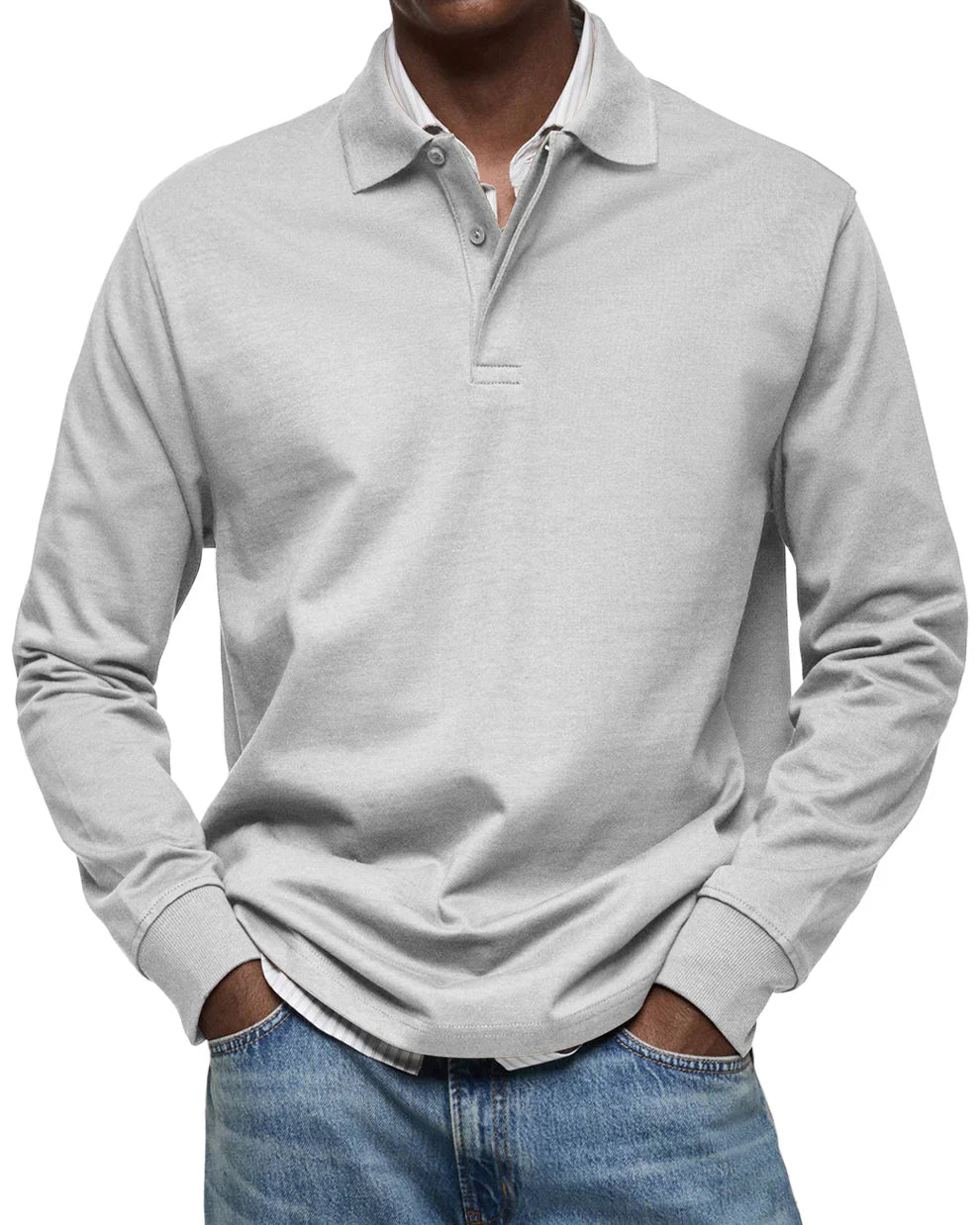Polo à manches longues élégant homme classique