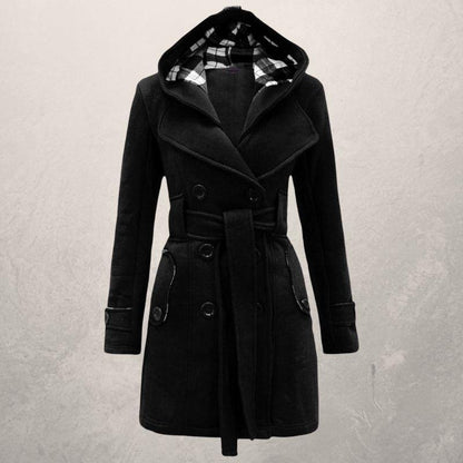 Trench-coat classique croisé avec capuche