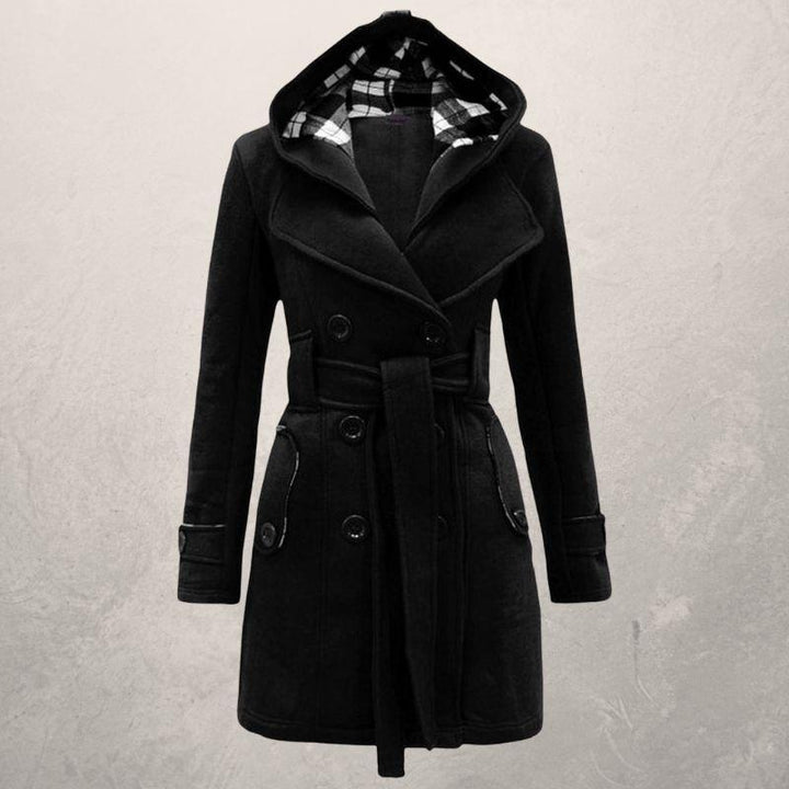 Trench-coat classique croisé avec capuche