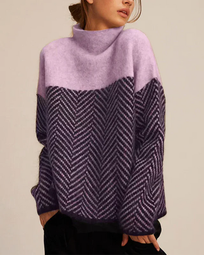 Pull à col roulé en coton doux pour femme