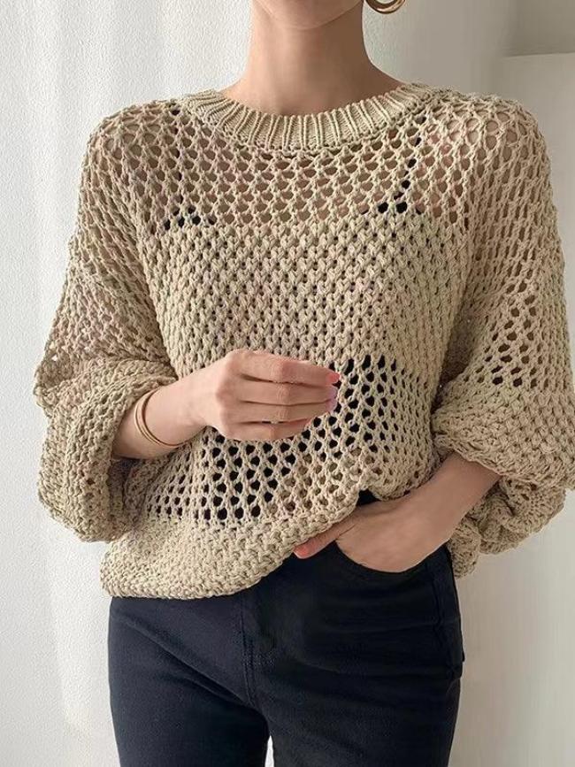 Modischer Strickpullover Damen Trend - IdealeKleiden