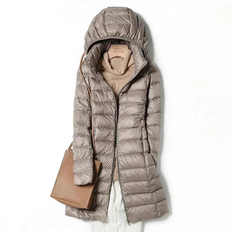 Damen Daunenjacke Pelzkragen Warm Winter - IdealeKleiden