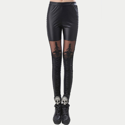 Leggings taille haute en dentelle pour femme