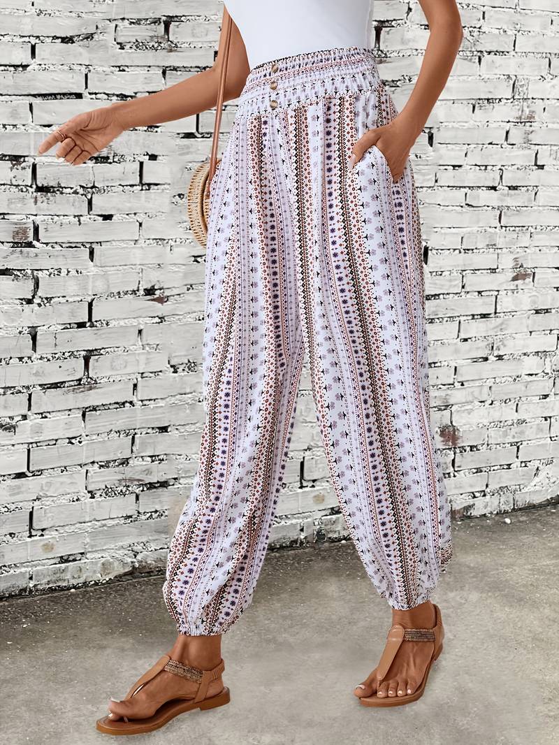 Pantalon féminin coloré à imprimé tendance