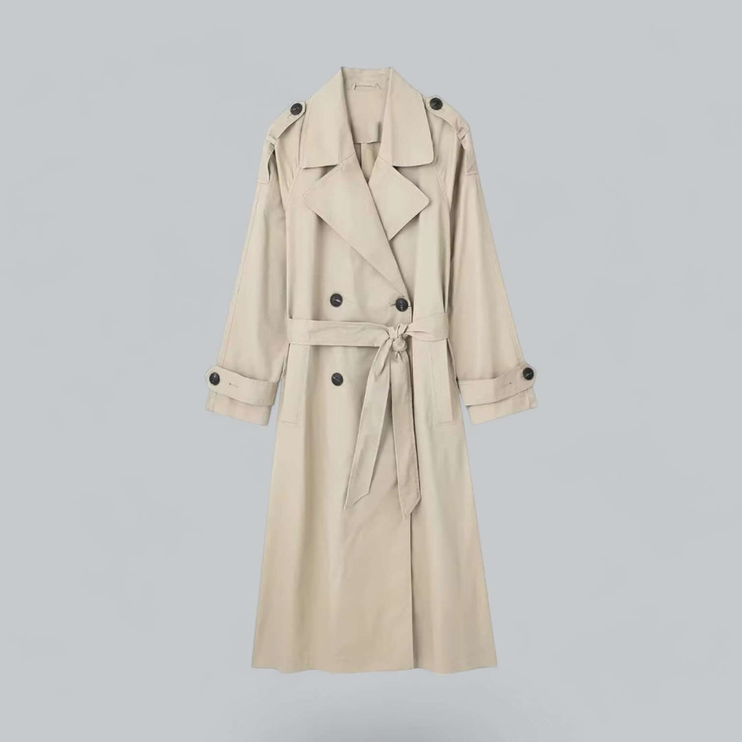 Trench-coat stylé pour femme, double doublure, ceinture
