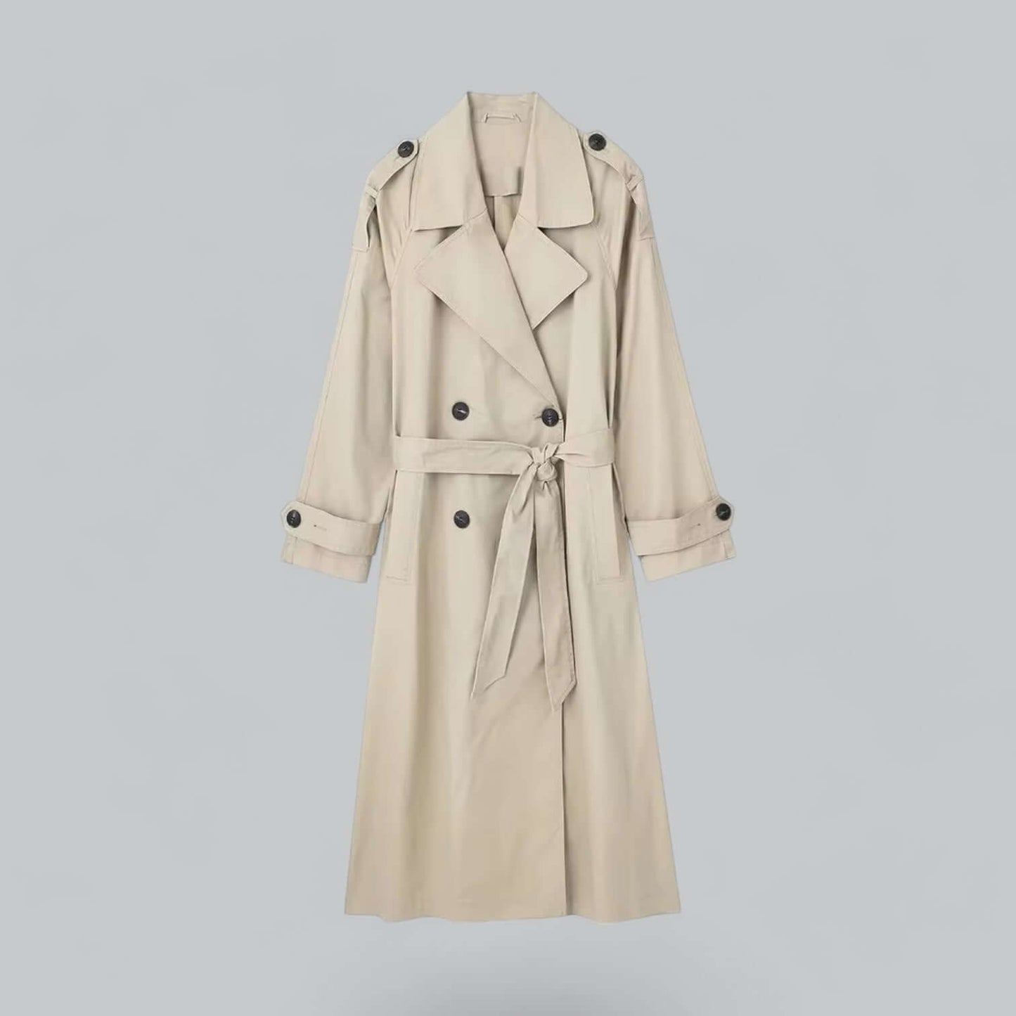 Trench-coat stylé pour femme, double doublure, ceinture