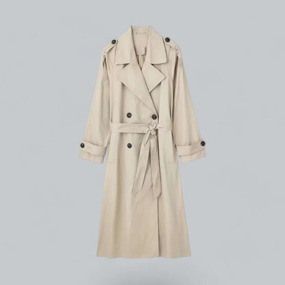 Trench-coat stylé pour femme, double doublure, ceinture