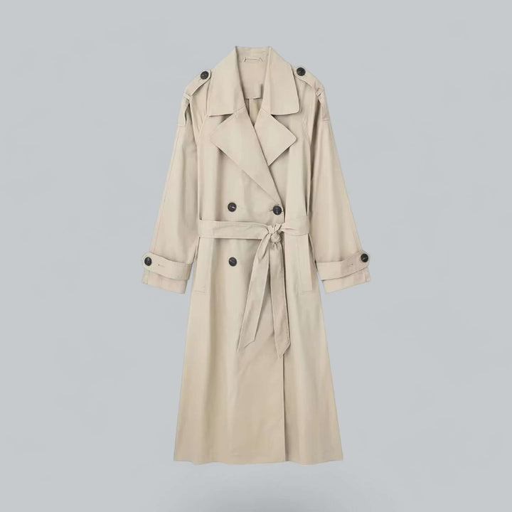 Trench-coat stylé pour femme, double doublure, ceinture