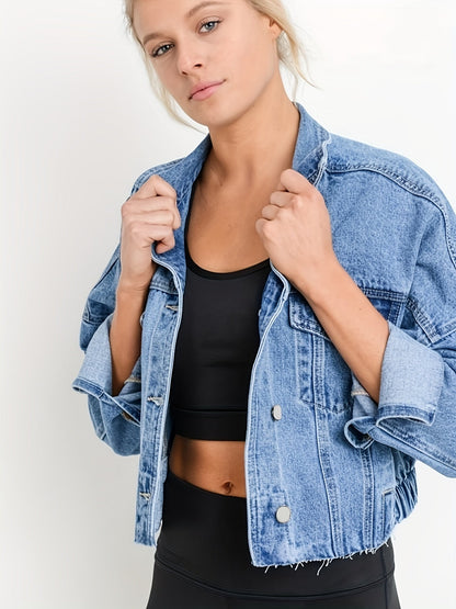 Veste en jean automne col à revers tendance