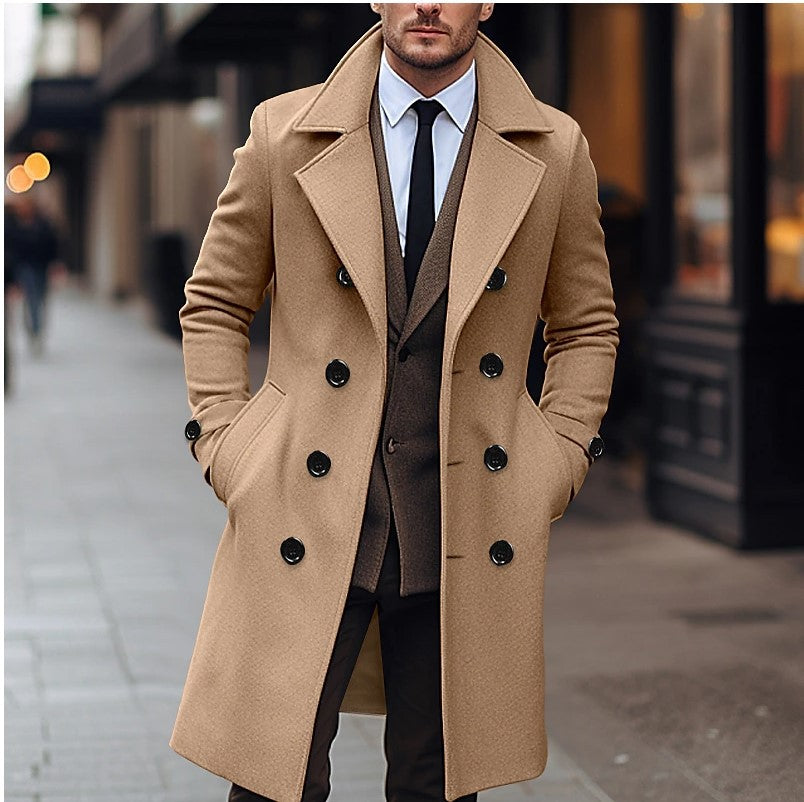 Manteau d'hiver homme long à double boutonnage