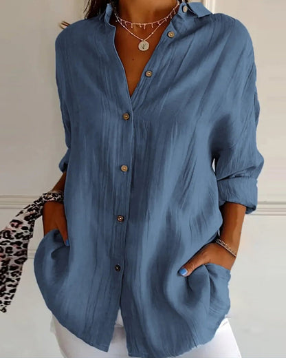 Chemise élégante à manches longues Col en V Style décontracté