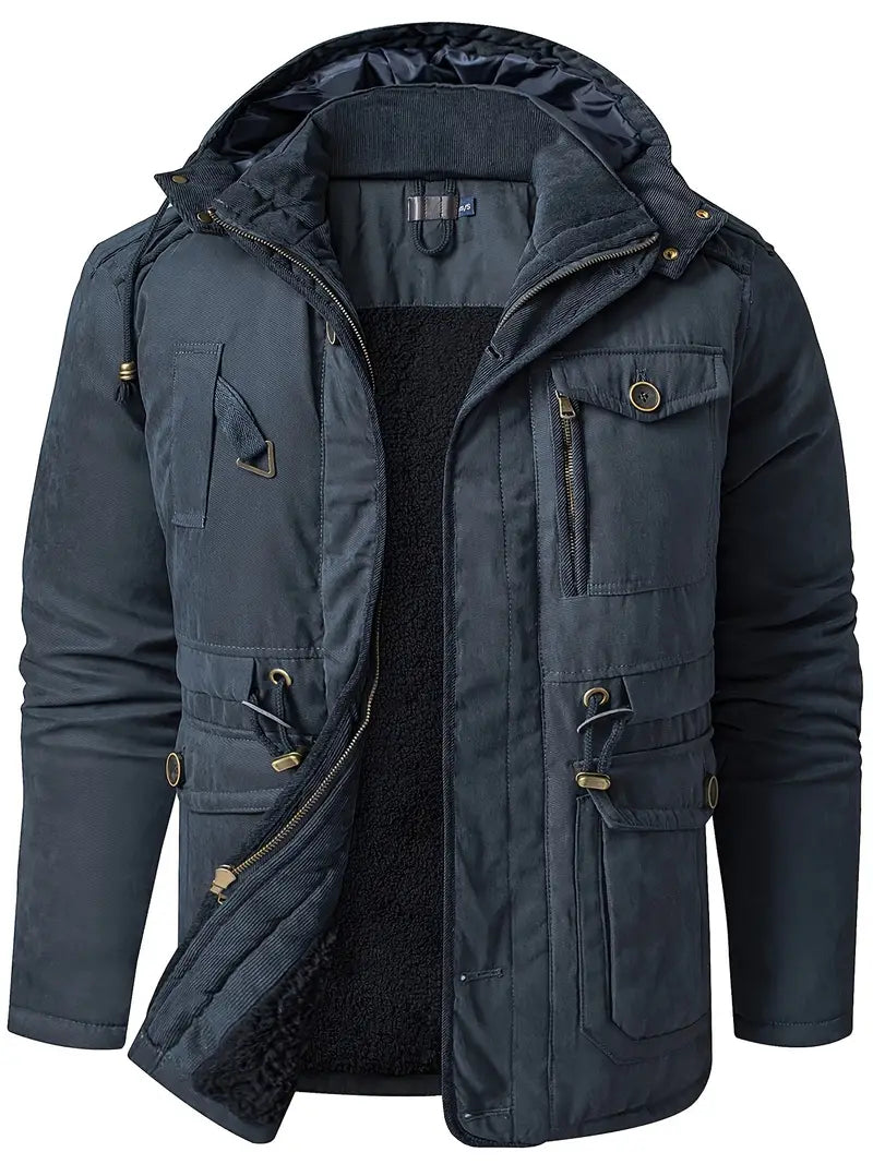 Veste d'hiver chaude à capuche pour hommes