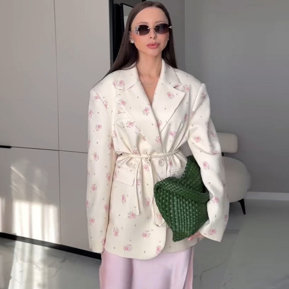Robe d'été à fleurs avec ceinture pour femme