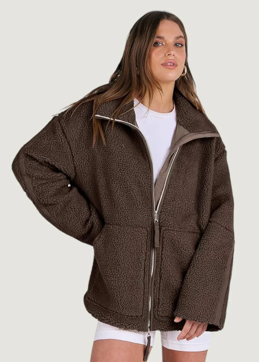 Weiche Fleecejacke Creme Beige - IdealeKleiden