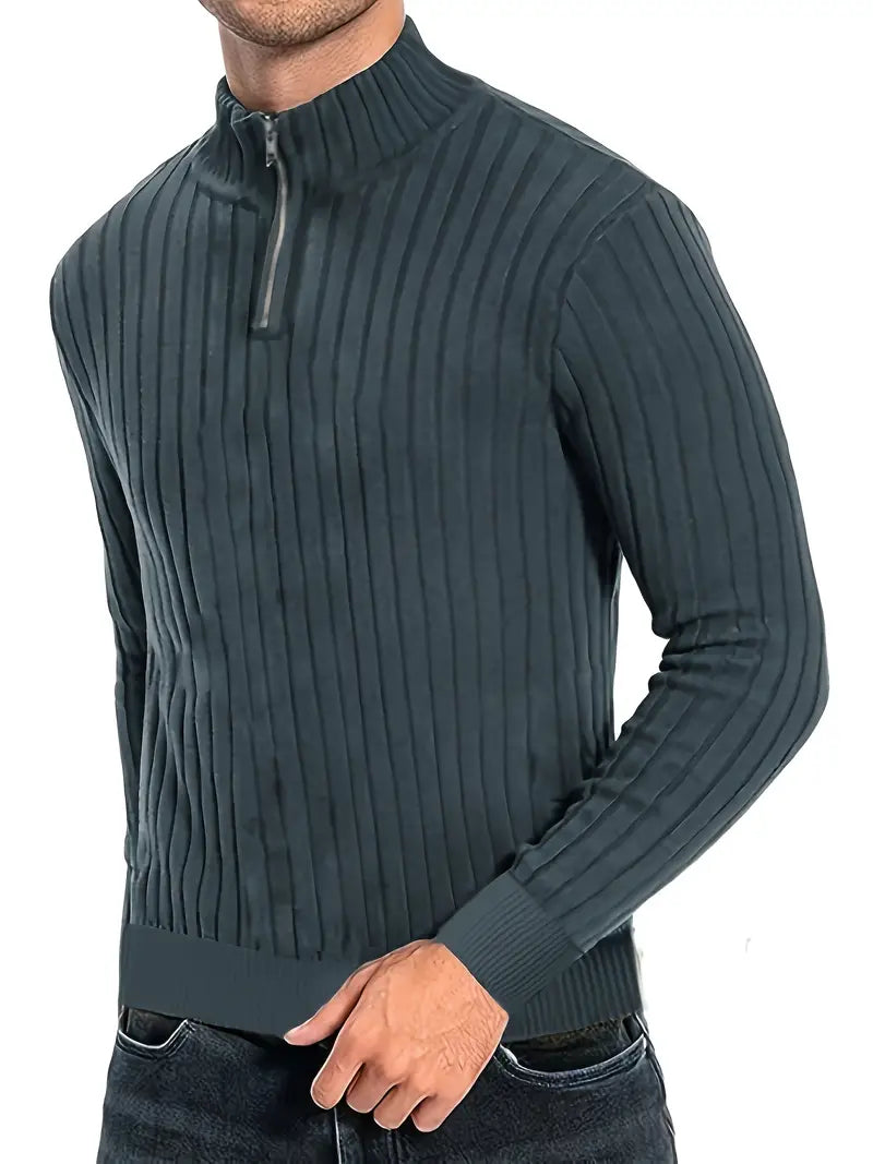 Pull col roulé homme moderne demi-zip