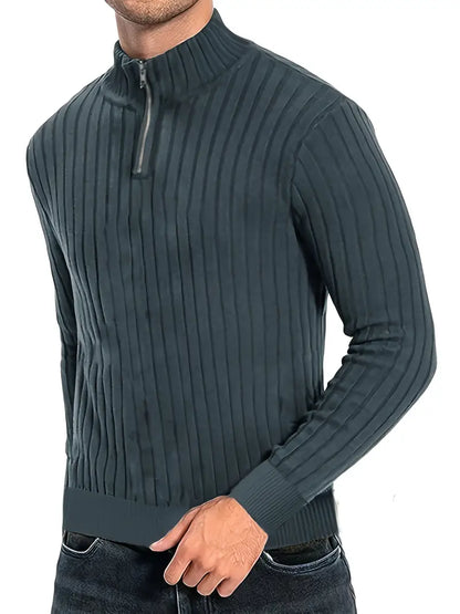Pull col roulé homme moderne demi-zip
