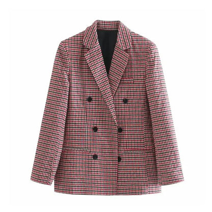 Blazer élégant à carreaux pour femme