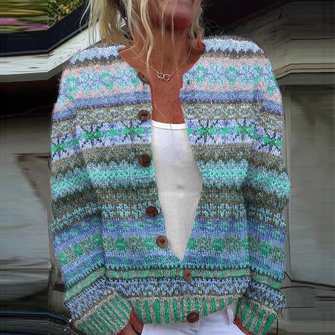 Lotte - Pull en maille bleu style nordique