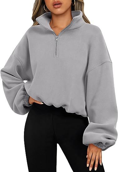 Sweat-shirt sportif, col montant, demi-zip