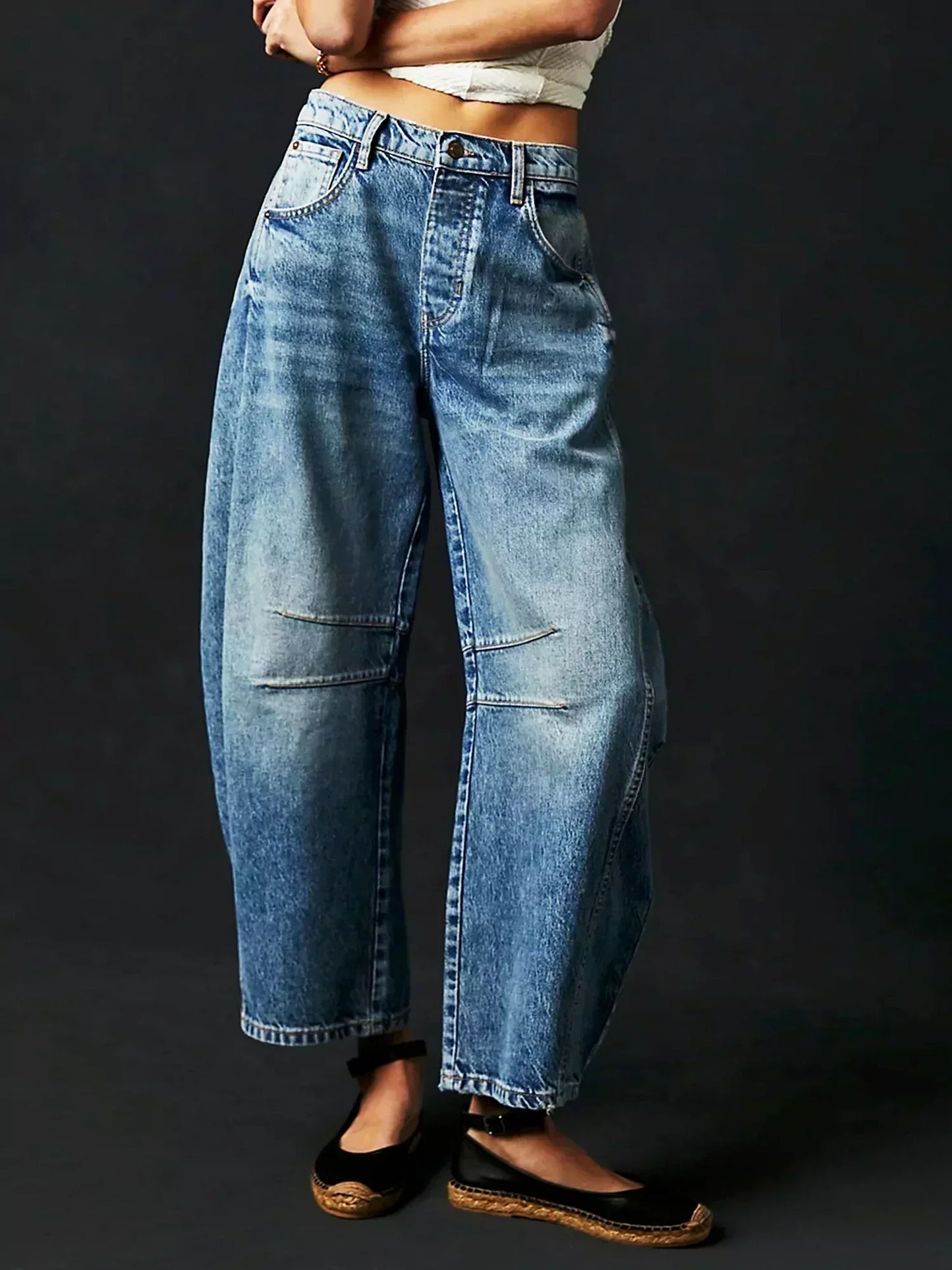 Jeans Large Coupe Imprimé Tendance pour Femme