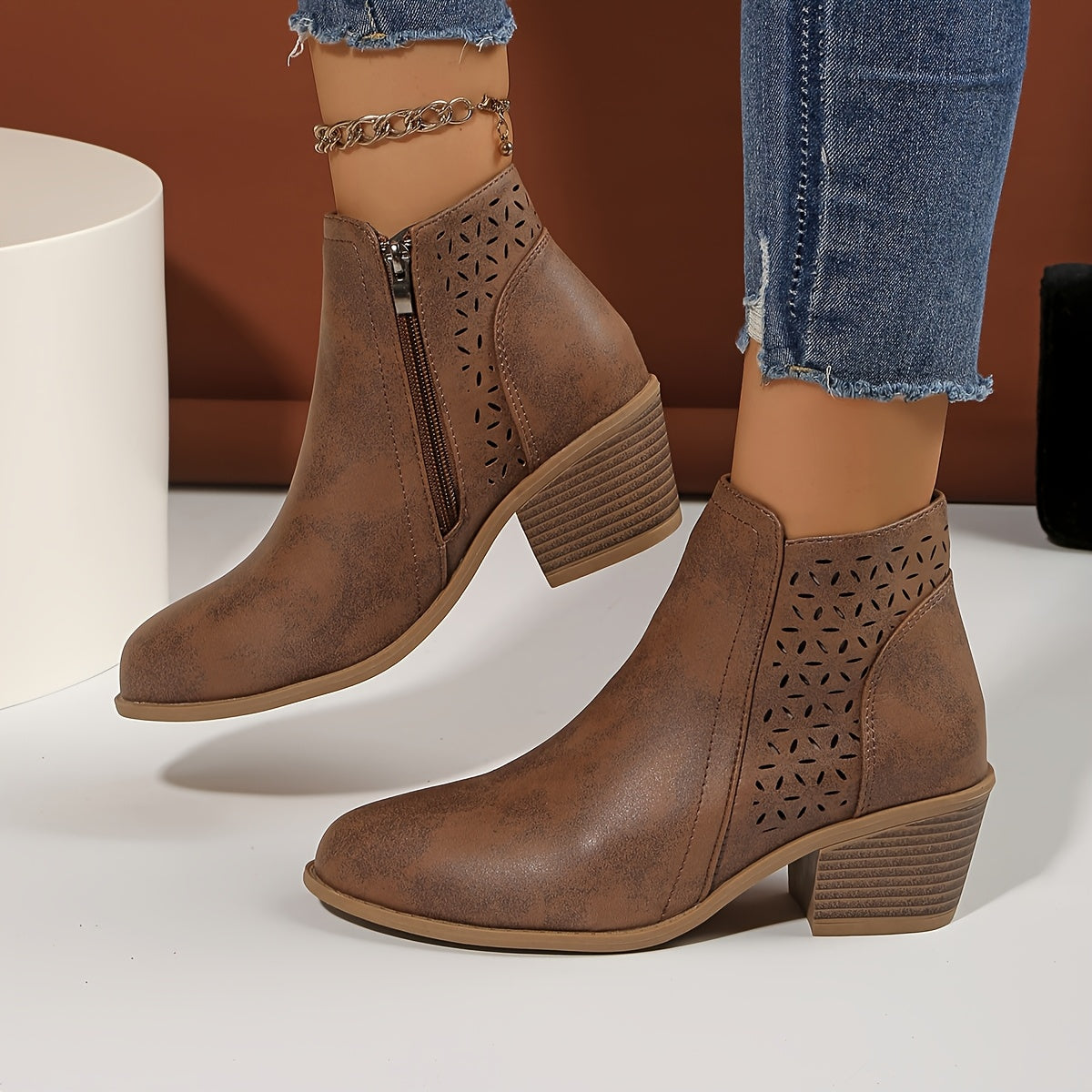 Bottines Confortables pour Femmes avec Fermeture Éclair