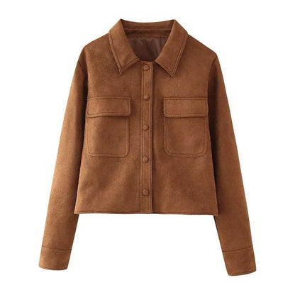 Veste en cuir pour femme à la mode en daim élégant