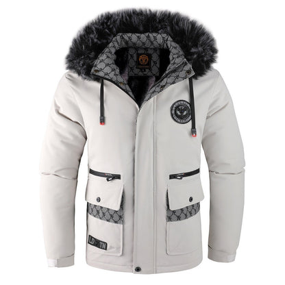 Veste d'hiver homme avec capuche amovible en fourrure