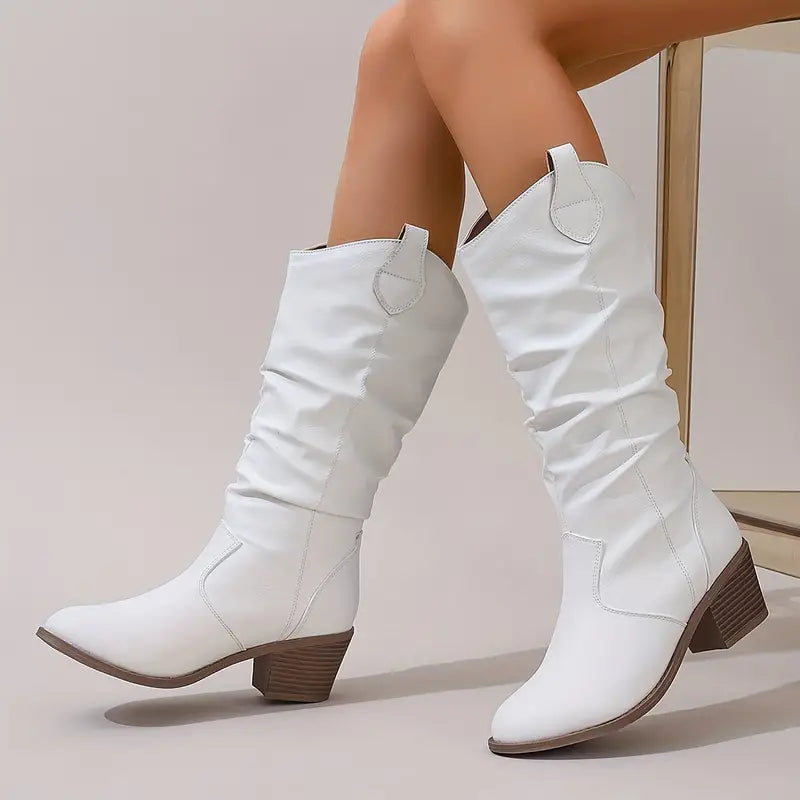 Bottes hautes en cuir skinny à talons hauts pour femmes