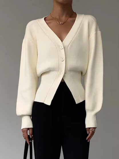 Gilet stylé en maille col V écharpe femme