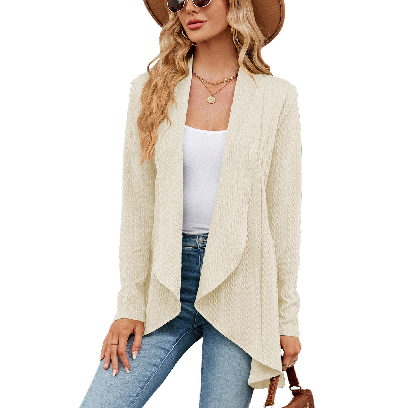 Veste élégante pour femme, manches longues, couleur unie